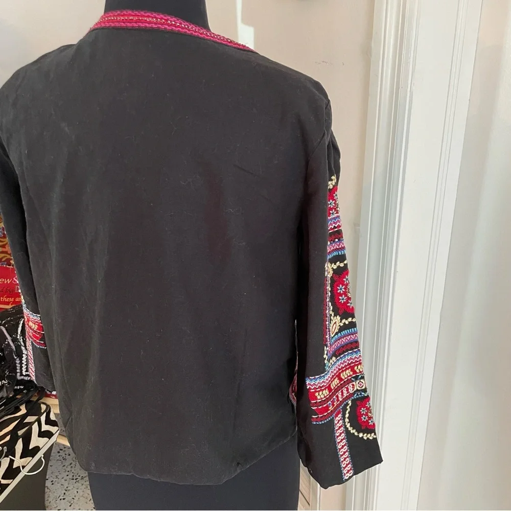 ANTHROPOLOGIE NEW Navy Embroidered Jacket Wrap with beads and sequins! New! - Picture 7 of 10